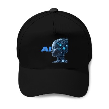 Discover Futuristic AI Cybernetic Human Design Baseball Caps