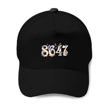 Discover Floral Numerals with Butterflies Baseball Caps