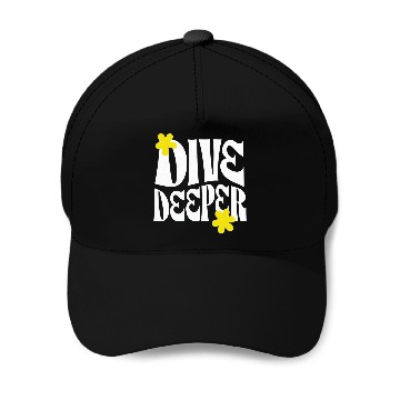 Discover Dive Deeper – Bold Typography with Floral Accents Baseball Caps