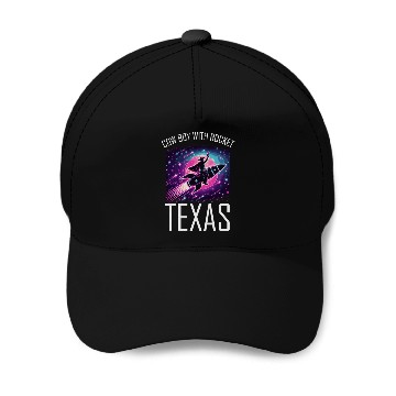 Discover Cowboy with Rocket – Texas Space Adventure Baseball Caps