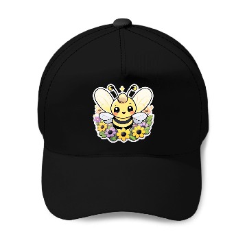 Discover A bee chubby cartoon Baseball Caps