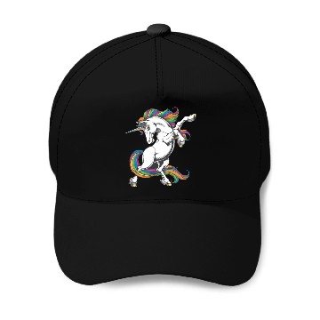 Discover Majestic Rainbow Unicorn Prancing with Vibrant Baseball Caps