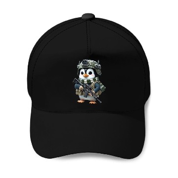 Discover Penguin In Military Baseball Caps