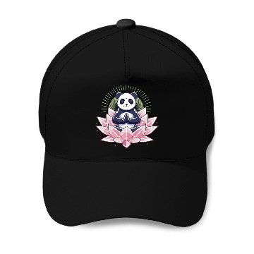 Discover Meditating Panda on Lotus Baseball Caps