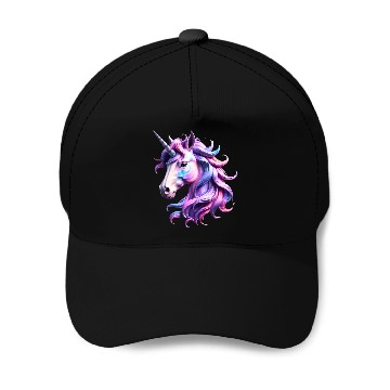 Discover Magical Rainbow Unicorn Illustration Baseball Caps