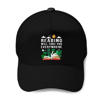 Discover Reading Teacher Librarian Read Book Baseball Caps