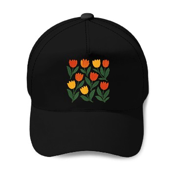 Discover Bright Tulip Garden Pattern Baseball Caps