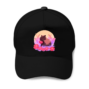 Discover Blooming Capybara Joy Baseball Caps