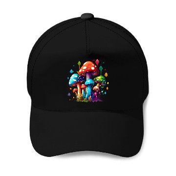 Discover Nature's Psychedelic Mushrooms Baseball Caps