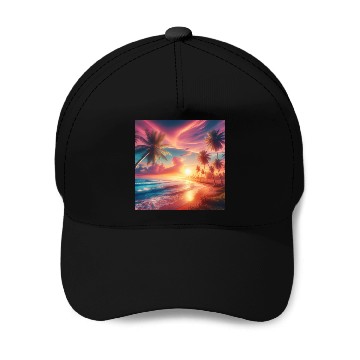 Discover Tropical Sunset Bliss Baseball Caps