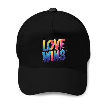 Discover Love Wins Rainbow Script Baseball Caps – Pride Month Baseball Caps