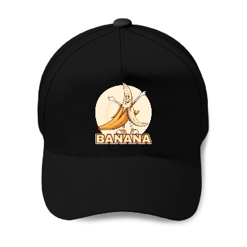 Discover Playful Banana Character Illustration Baseball Caps