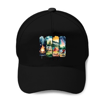 Discover Brushstroke Camping Life Baseball Caps