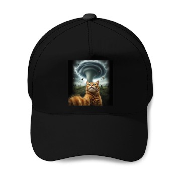 Discover Funny Tornado Cat Selfie Flying Cow Meme Baseball Caps