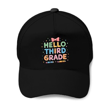 Discover Hello Third Grade Funny for Back to School teacher Baseball Caps