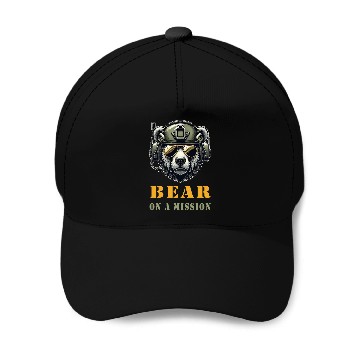 Discover Bear In Mission / Military Design Baseball Caps