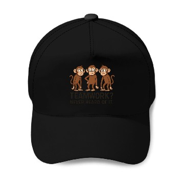 Discover Teamwork Monkey Humor Design Baseball Caps