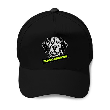 Discover Black Labrador Portrait Illustration Baseball Caps