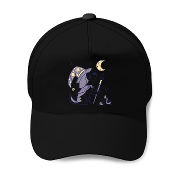 Discover Mystical Moon Wizard Illustration Baseball Caps