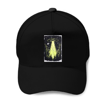 Discover UFO in the Midnight Pines Baseball Caps