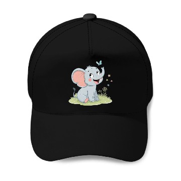 Discover Cute Elephant with Butterfly Wings Baseball Caps