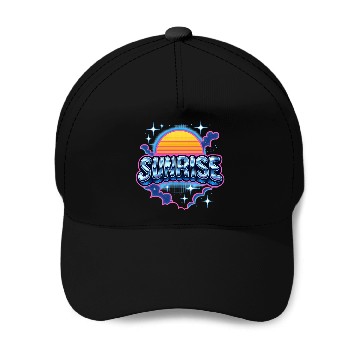 Discover Retro Sunrise Neon Design Baseball Caps