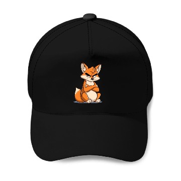 Discover Grumpy cartoon Fox with serious expression Baseball Caps