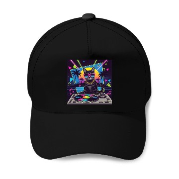 Discover 80s Retro Cat DJ Baseball Caps
