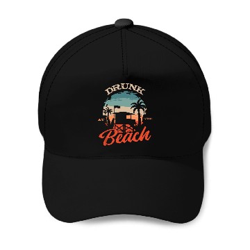 Discover Tropical Beach Sunset Illustration Baseball Caps