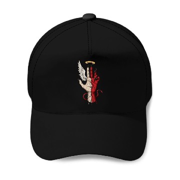 Discover Divine Demonic Hand with Angel and Devil Baseball Caps