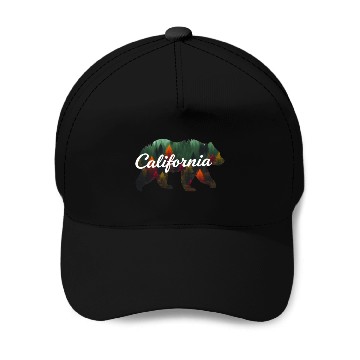 Discover California Bear Forest Scene Baseball Caps