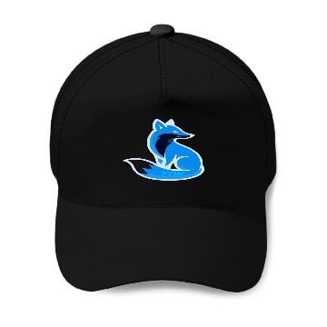 Discover Dynamic Blue Fox Emblem Design Baseball Caps