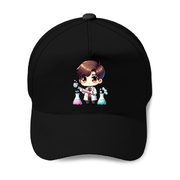 Discover Cute Scientist Chibi Illustration Baseball Caps