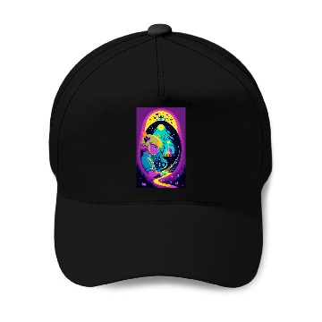 Discover Down the Psychedelic Path Baseball Caps