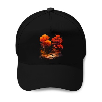 Discover Autumn Forest Impression Artwork Baseball Caps