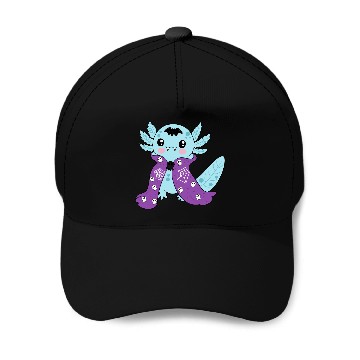Discover Cute Blue Vampire Axolotl Baseball Caps