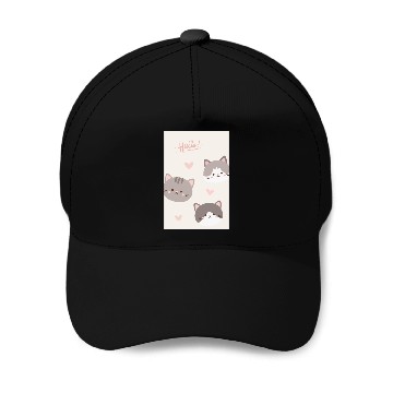 Discover Cute Kittens Hello Spring Design Baseball Caps