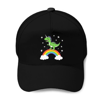 Discover Dinosaur Unicorn Rainbow Baseball Caps