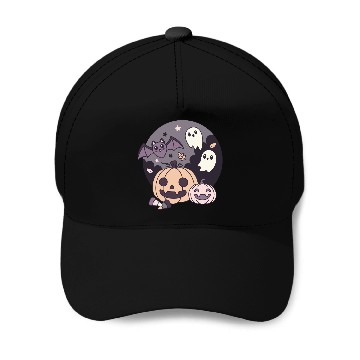 Discover Halloween Kawaii Pumpkin Ghost Bat Baseball Caps
