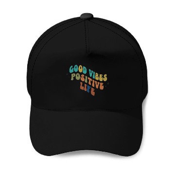 Discover Colorful Positive Vibes Typography Design Baseball Caps