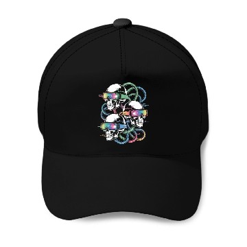 Discover VR Skeleton Head Circuit Vision Streetwear Baseball Caps