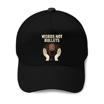 Discover Words Not Bullets Microphone Baseball Caps