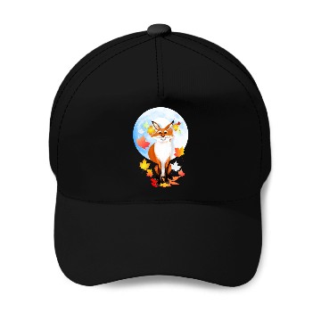 Discover Fall Fox and Wolf Moon Baseball Caps