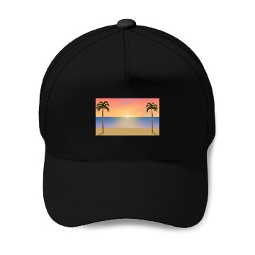 Discover Sunrise / Sunset Beach Scene Baseball Caps