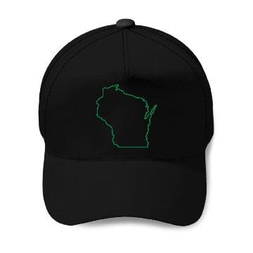 Discover Wisconsin State Outline Design Baseball Caps