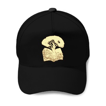 Discover Oak Tree Rooted on Book Drawing Baseball Caps