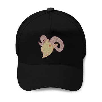 Discover Mountain Goat Ram Head Drawing Baseball Caps
