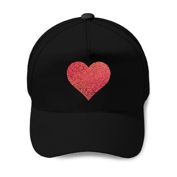 Discover Big Red Patterned Heart Baseball Caps