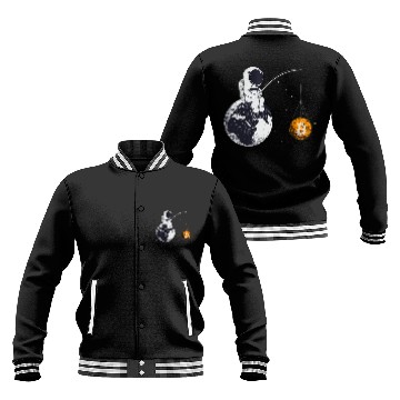Discover Bitcoin Funny An Astronaut Fishing for a Bitcoin moon Gift Baseball Jackets
