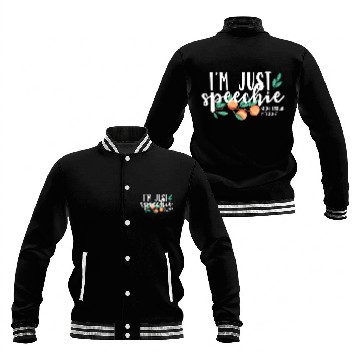 Discover I'm Just Speechie Pathologist Gift Speech Language Therapy Baseball Jackets